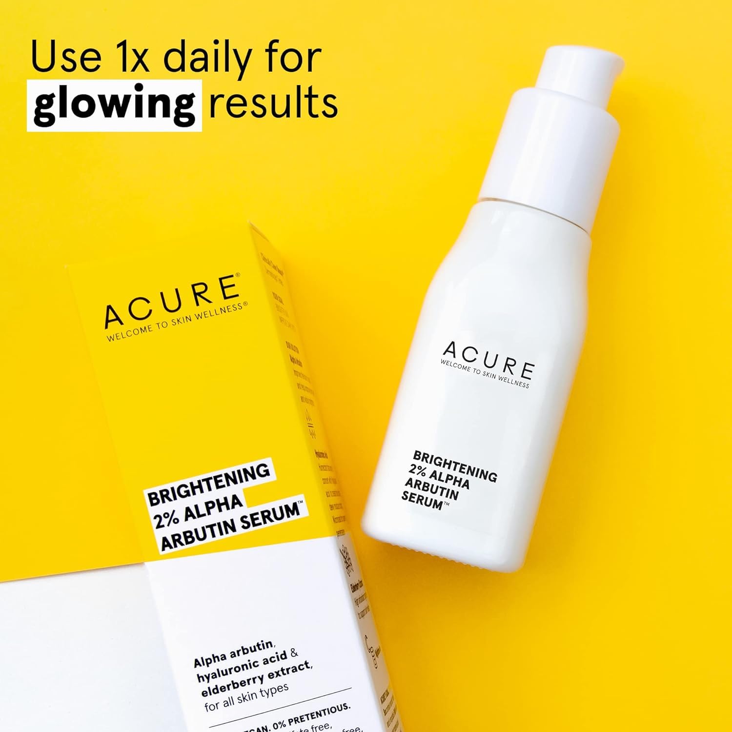 Acure Brightening 2% Alpha Arbutin Serum - Brighter Skin, Improve Dark Spots & Uneven Tone - 100% Vegan With Alpha Arbutin, Hyaluronic Acid & Elderberry Extract - Skincare For All Skin Types - 1 Fl Oz : Beauty & Personal Care