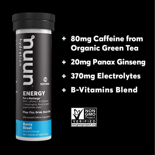 Nuun Hydration Energy Electrolyte Tablets with Caffeine, B Vitamins an