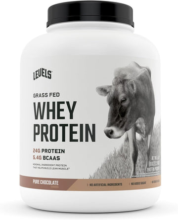 Levels Grass Fed Whey Protein Powder, No Artificials, 24G Of Protein, Pure Chocolate, 5Lb