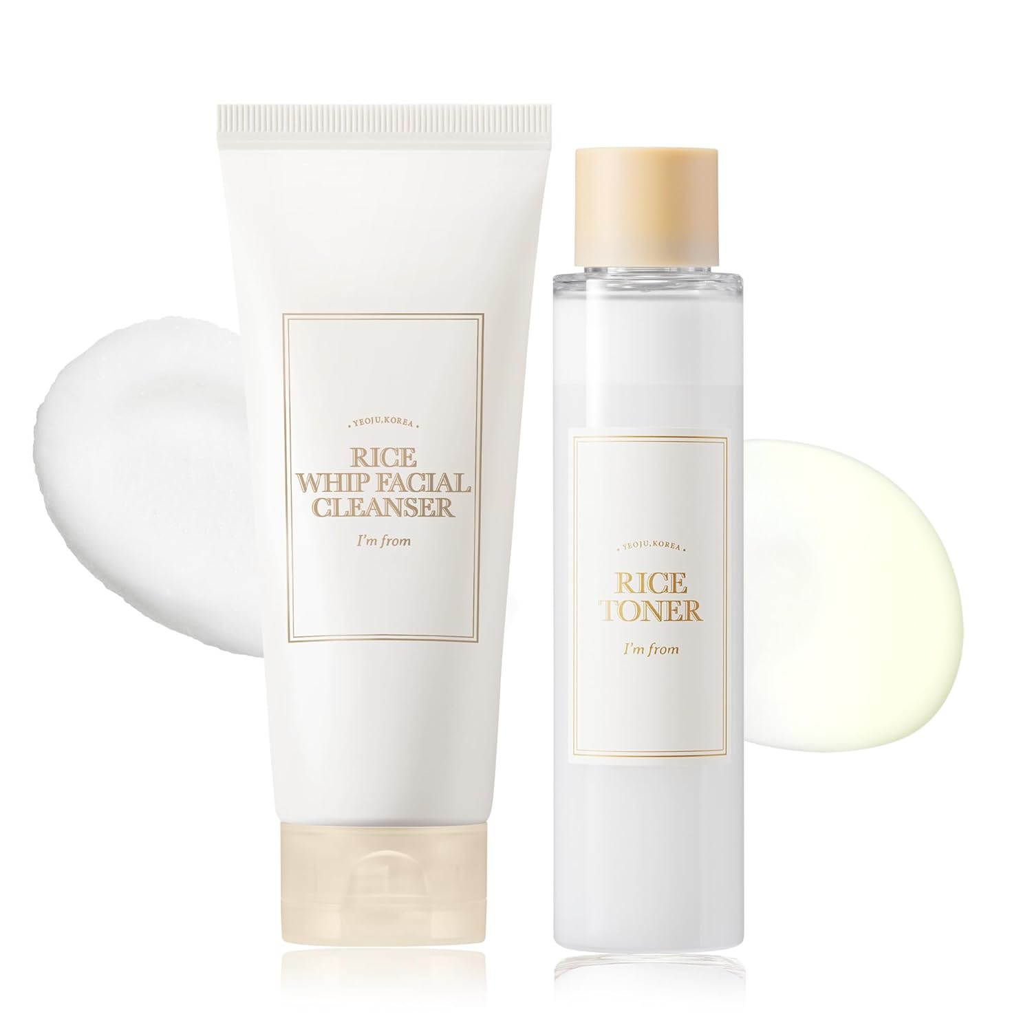 I'M From Rice Toner 5.07 Fl Oz & Face Wash 5.07 Fl Oz, Korean Rice Toner & Rice Face Wash For Dry, Combination Skin, Balances Skin Barrier For Sensitve Skin, Glowing, Glass Skin