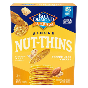 Blue Diamond Almonds Nut Thins Cracker Crisps, Pepper Jack Cheese, 4.25 Ounce (Pack Of 12)