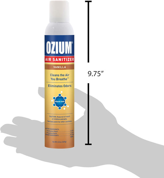 Ozium 8 Oz. Air Sanitizer & Odor Eliminator for Homes, Cars, Offices and More, Vanilla Scent, Pack of 2