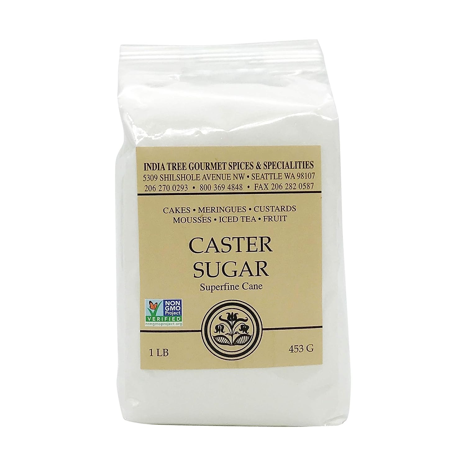 India Tree Superfine Caster Baking Sugar, 1 Lb. Bag