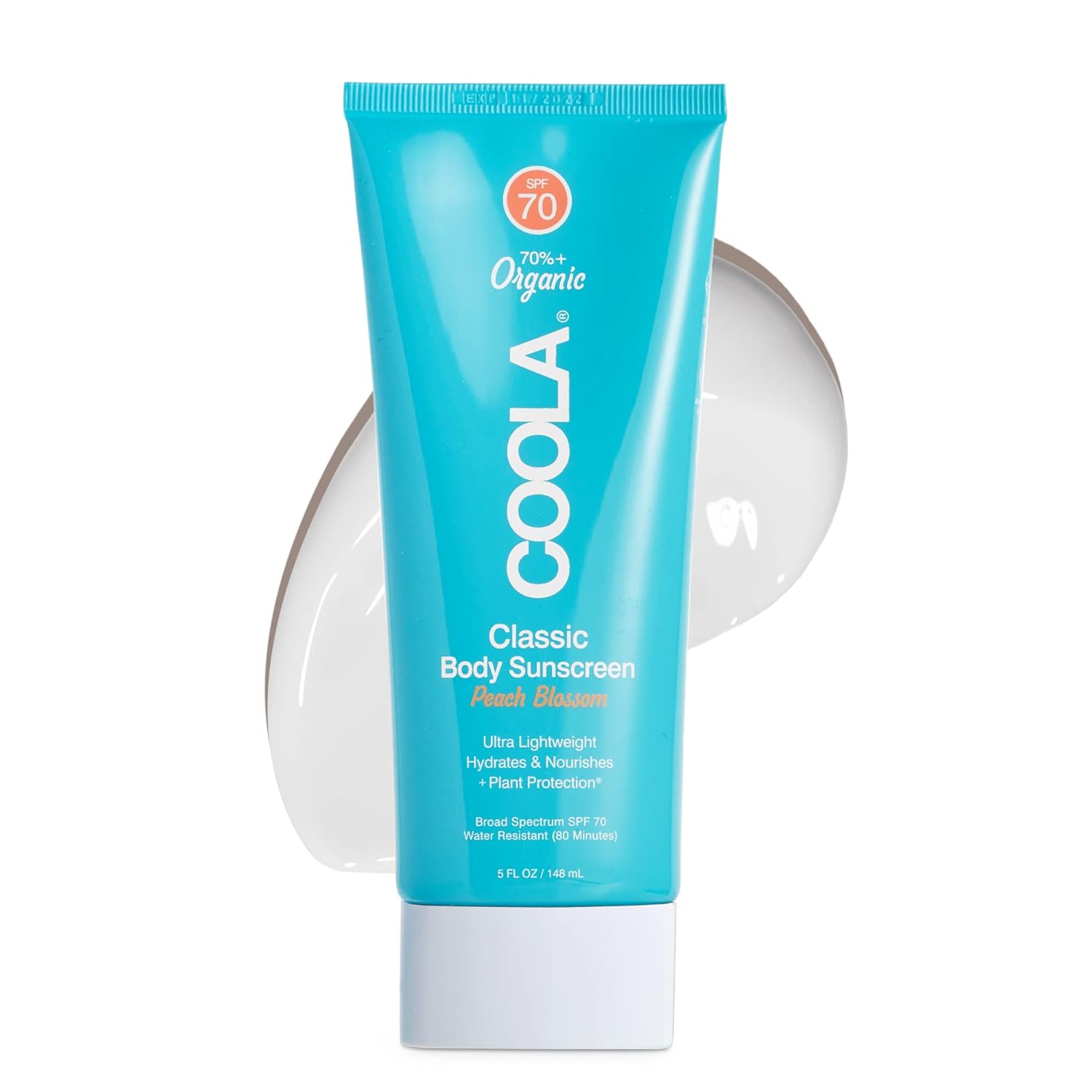 Coola Organic Sunscreen Spf 70 Sunblock Body Lotion, Dermatologist Tested Skin Care For Daily Protection, Vegan And Gluten Free, Peach Blossom, 5 Fl Oz