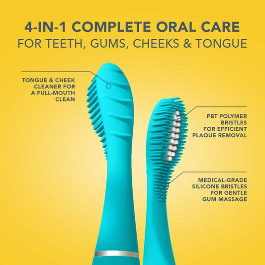 Foreo Issa Mini 3 Summer Sky, Electric 4-In-1 Sonic Toothbrush, Replaceable 6-Months Hybrid Brush Head, Medical-Grade Silicone, Travel-Friendly, 265 Uses/Charge, 2-Year Warranty