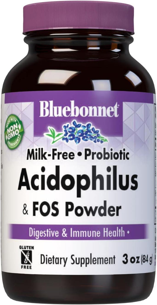 Bluebonnet Probiotic Acidophilus Plus Fos Powder, 3 Ounce : Health & Household