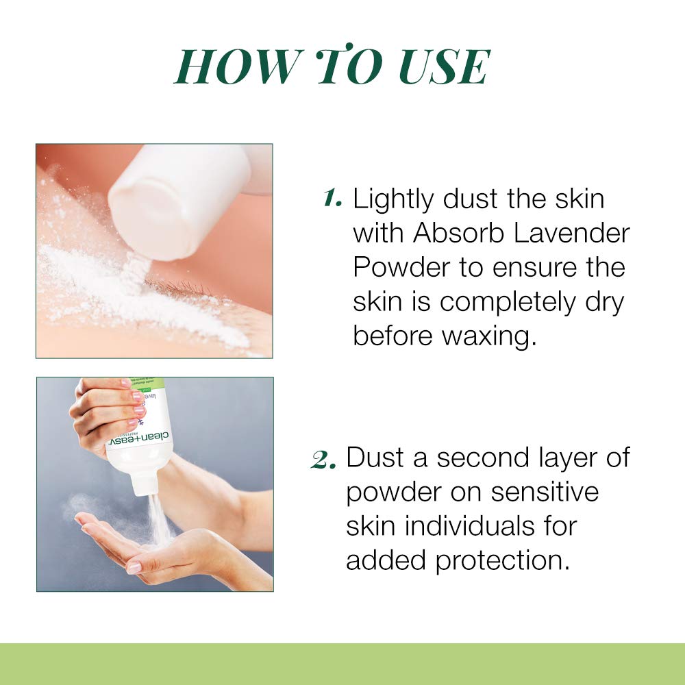 Clean + Easy Absorb Lavender Powder – Post Waxing Treatment, Moisture Absorbent Wax Powder For Hair Removal, 3.5 Oz : Face Powders : Beauty & Personal Care