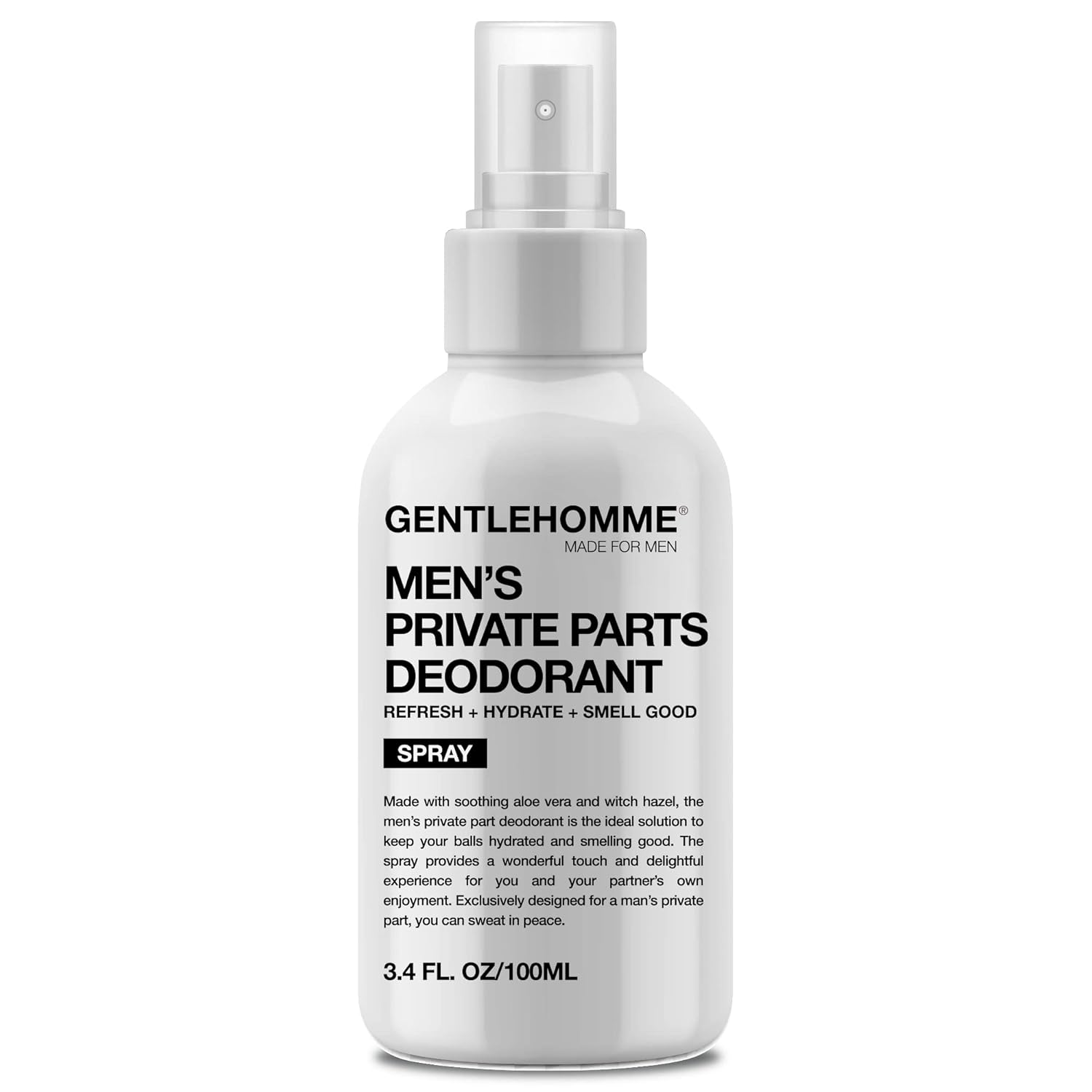 Men'S Deodorant Spray For Intimate Areas - Anti-Chafing, Hydrating & Refreshing - With Aloe Vera & Witch Hazel - All Skin Types - Vegan - Bergamot Noir Scent - 4Oz