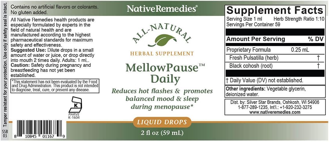 Native Remedies MellowPause - Natural Homeopathic Formula Helps Reduce Hot Flashes, Mood Swings, Sleeplessness and Night Sweats : Health & Household