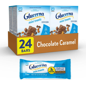 Glucerna Mini Treats, Diabetic Snack Replacement To Support Blood Sugar Management, 80 Calories, Chocolate Caramel, 6-Bar Pack, 24 Count