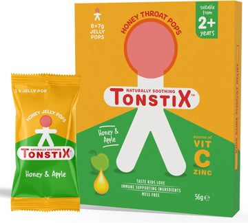 Jelly Pops - Sore Throat Lollipops For Kids With Vitamin C And Zinc - No Added Sugar Cough Soother For Children - 100% Natural, Immune Supporting Ingredients (Pack Of 8, Honey & Apple)