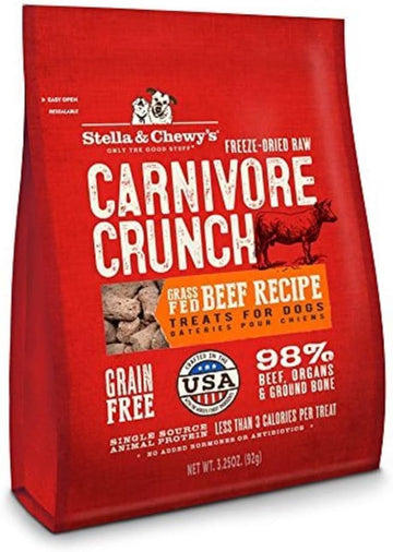 Stella & Chewy's Freeze-Dried Raw Carnivore Crunch Grass-Fed Beef Recipe Dog Treats – 3.25 oz. Bag