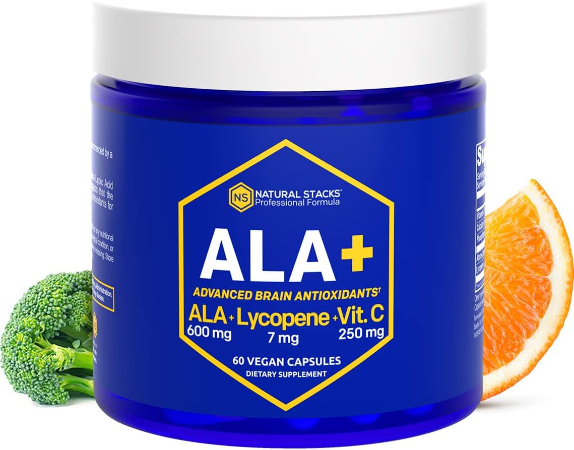 Natural Stacks Ala+ Alpha Lipoic Acid 600Mg W/Lycopene And Vitamin C - Supplement For Immunity & Cellular Function - Supplement For Brain Health