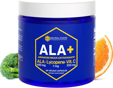 Natural Stacks Ala+ Alpha Lipoic Acid 600Mg W/Lycopene And Vitamin C - Supplement For Immunity & Cellular Function - Supplement For Brain Health