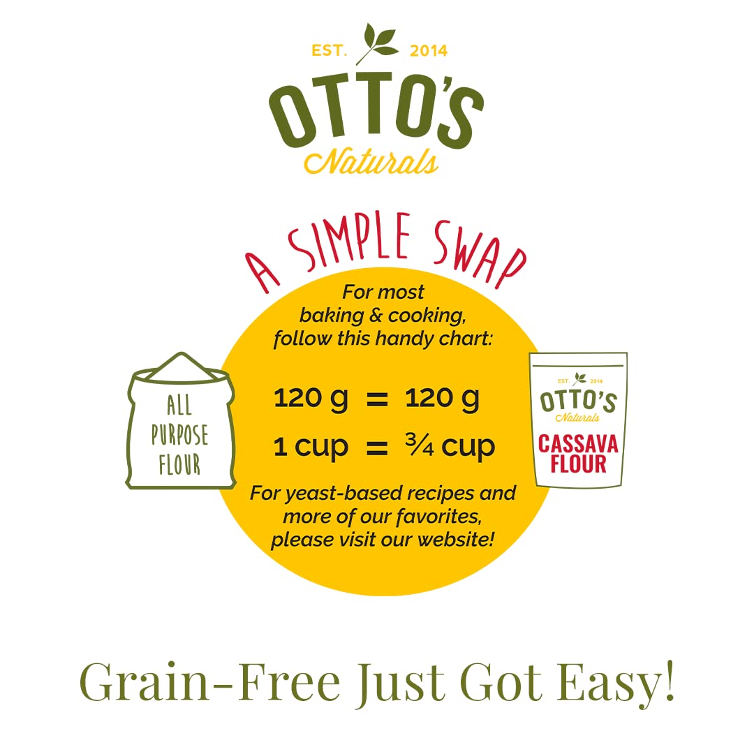 Otto's Naturals Cassava Flour, Gluten Free and Grain-Free Flour For Baking, Certified Paleo & Non-GMO Verified, Made From 100% Yuca Root, All-Purpose Wheat Flour Substitute, 2 lb Bag