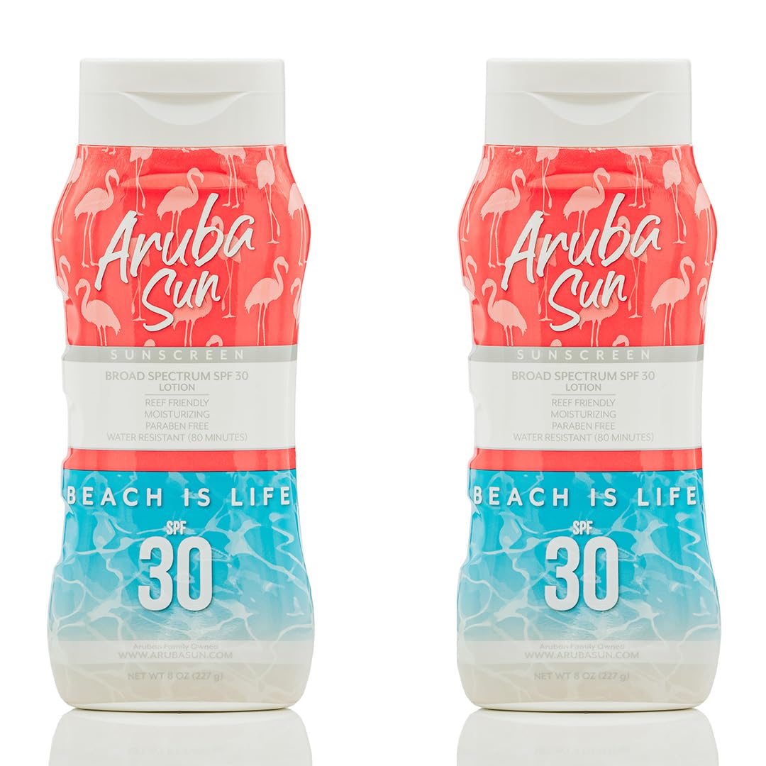 Spf 30 Sunscreen Lotion | 2-Pack | Aruba Reef Act Compliant No 67 Octinoxate & Oxybenzone Free | Water-Resistant, Non-Greasy, Broad Spectrum Uva/Uvb Sunscreen, 8 Oz (2-Pack)