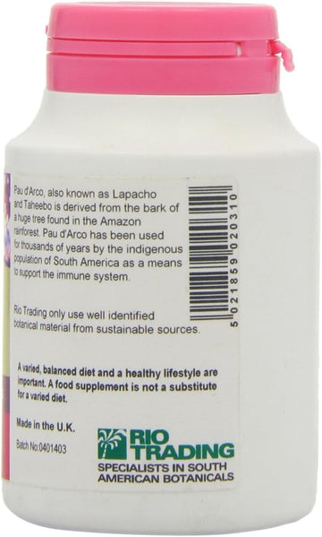 Rio Amazon 500 Mg Pau D'Arco 5:1 Extract 120 Vegetarian Capsules, 60 G