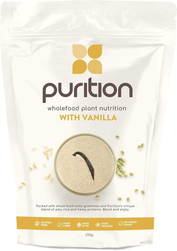 Purition Vegan Vanilla Dairy Free Natural Protein Powder For Keto Diet Shakes And Meal Replacements Shakes - 250G