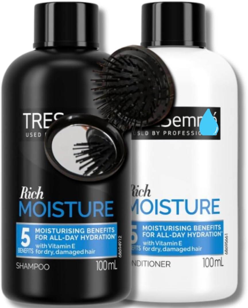 Tresemme Shampoo & Conditioner Bundle (100Ml Each) With Bvo Luxe Folding Brush – Complete Tresemme Mini Shampoo And Conditioner Travel Size Set