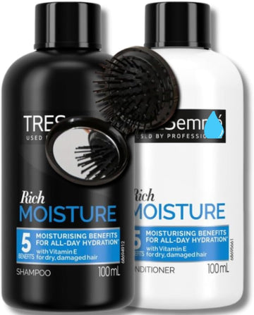 Tresemme Shampoo & Conditioner Bundle (100Ml Each) With Bvo Luxe Folding Brush – Complete Tresemme Mini Shampoo And Conditioner Travel Size Set