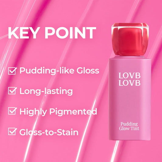 Pudding Glow Korean Lip Tint | Natural Lip Stain | Gloss To Stain | Long-Lasting & Non-Sticky | Lightweight Lip Tint 0.14 Oz. (02 Ending Rose+03 Candy Berry)