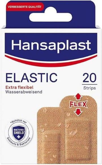 Hansaplast Elastic Plasters (20 Strips), Wound Plasters For Joints And Many Moving Body Points, Flexible Bandage Material With Extra Strong Adhesive Strength