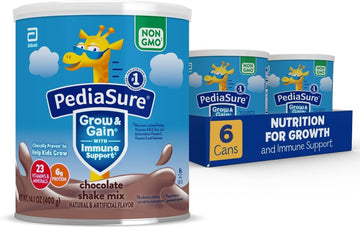 Pediasure Grow & Gain With Immune Support Shake Mix Powder,Kids Shake,23 Vitamins And Minerals,6G Protein,Helps Kids Catch Up On Growth,Non-Gmo,Gluten-No,Chocolate,14.1 Oz (Pack Of 6) ,48 Servings