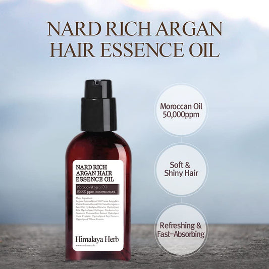 Bouquet Garni Nard Argan Hair Essence Oil - Anti Frizz - Hair Serum For Damaged Hair By Natural Moroco Argan Oil - Shinny Hair - Healthy Scalp - Avocado Oil, Jojoba Seed Oil, Amino Acids - 3.38 Fl. Oz