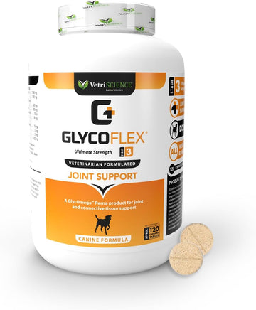 VetriScience Glycoflex 3 Clinically Proven Hip and Joint Supplement for Dogs - Maximum Strength Dog Supplement with Glucosamine, MSM, Green Lipped Mussel & DMG - 120 Chewable Tablets, Chicken Flavor?