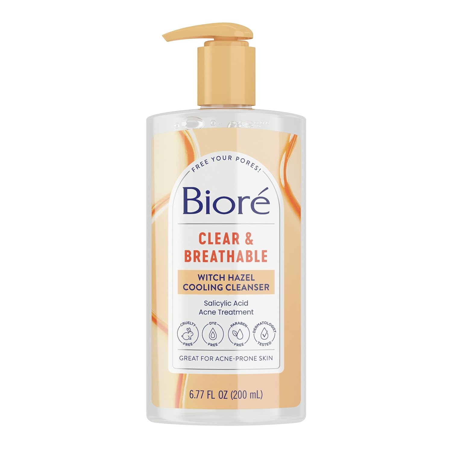 Biore Clear & Breathable Cooling Cleanser, Acne Treatment For Face, Face Scrub For Oily Skin, Salicylic Acid Cleanser, 6.77 Oz