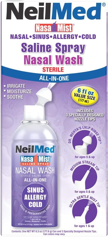 NeilMed NasaMist All in One Multi Purpose Saline Spray, 6.3 Fl Oz