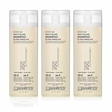 Giovanni Root 66 Max Volume Shampoo - For Fine Lifeless Hair, Rich In Nutrients, Volumizing Shampoo, Infused With Natural Botanical Ingredients, Helps Strengthen Hair, Color Safe - 8.5 Oz (3 Pack)