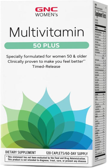 Gnc Women'S Multivitamin 50 Plus |Supports Bone, Eye, Memory, Brain And Skin Health With Vitamin D, Calcium And B12 | Helps Increase Energy Production | 120 Caplets