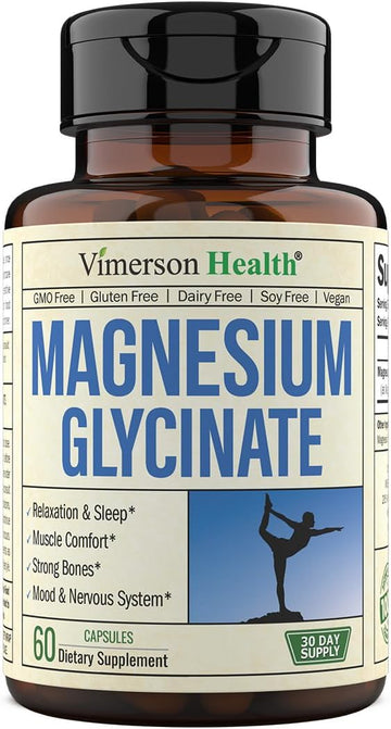 Magnesium Glycinate 200mg Capsules (Glicinato de Magnesio) - Vegan Magnesium 200mg for Restful Sleep & Mood Support, Muscle Comfort, Bone & Nervous System Health. 60 Chelated Magnesium-Glycinate Caps