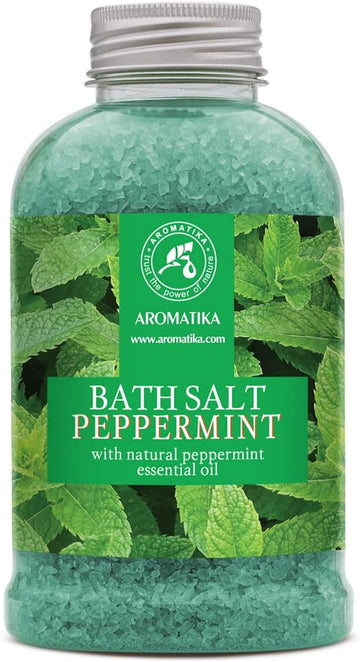 Bath Sea Salt Peppermint 21.16 Oz (600G) - Bath Salts With Peppermint Essential Oil For Bath Soak - Relaxing Bath - Body Care - Muscle Relaxation - Aromatherapy Bath Salts - Mint Bath Salt