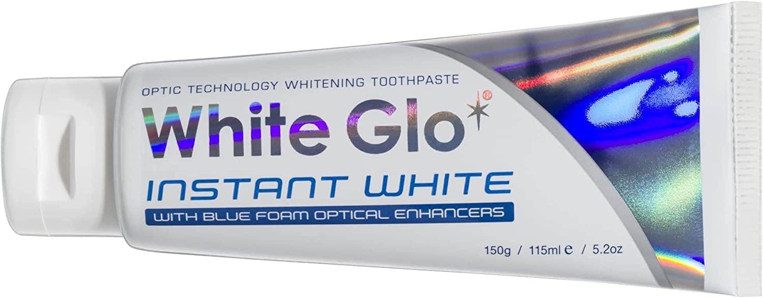 2 x White Glo Instant White Optic Technology Whitening Toothpaste + Toothbrush