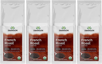 Swanson French Roast Fine Ground Organic Coffee - Dark 16 Ounce (1 Lb) (454 G) Pkg (4 Pack)