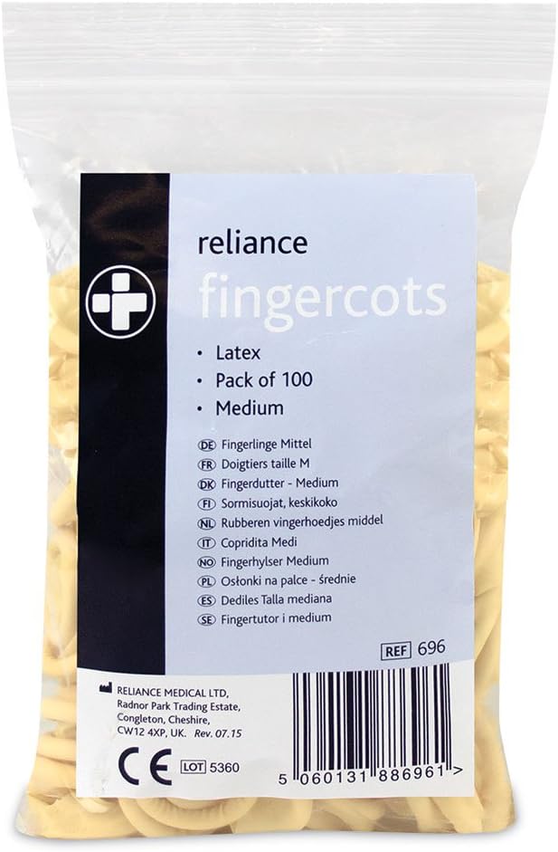 Reliance Medical Latex Finger Cot, Medium (Pack of 100) : Amazon.co.uk: Health & Personal Care