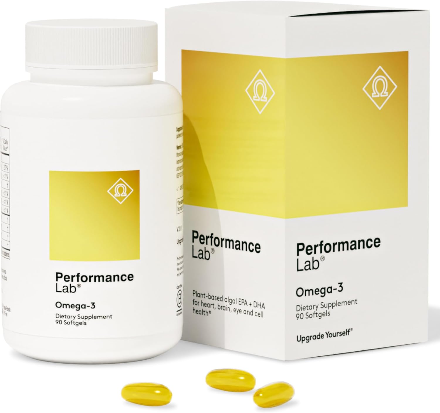 Performance Lab® Omega-3 Dietary Supplement From Algae, 90 Ct Pure, Clean And Premium Omega-3 Supplements, Potent Fatty Acid Carrageenan-Free Softgel, Plant-Based And Easy To Swallow, Made In Usa