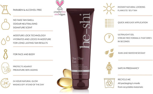 He-Shi One Day Tan Instant Wash Off Fake Tan