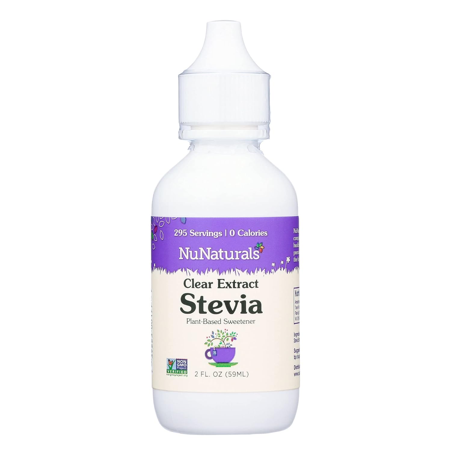 Nunaturals Clear Extract Stevia, Plant-Based Sweetener, Plastic Bottle, 2 Oz