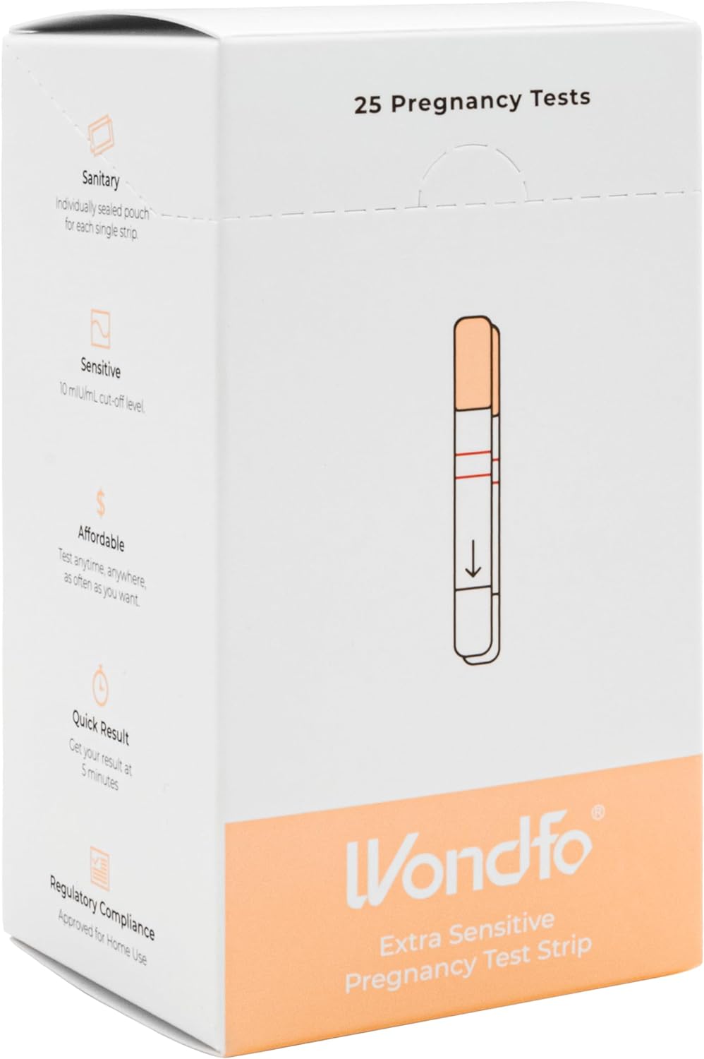 Wondfo Early Result Pregnancy Test Strips - Get Results 6 Days Sooner Than Missed Period-Sensitive and Accurate HCG Testing Kit at 10 MIU/ml Cut-Off -[25 Packs]