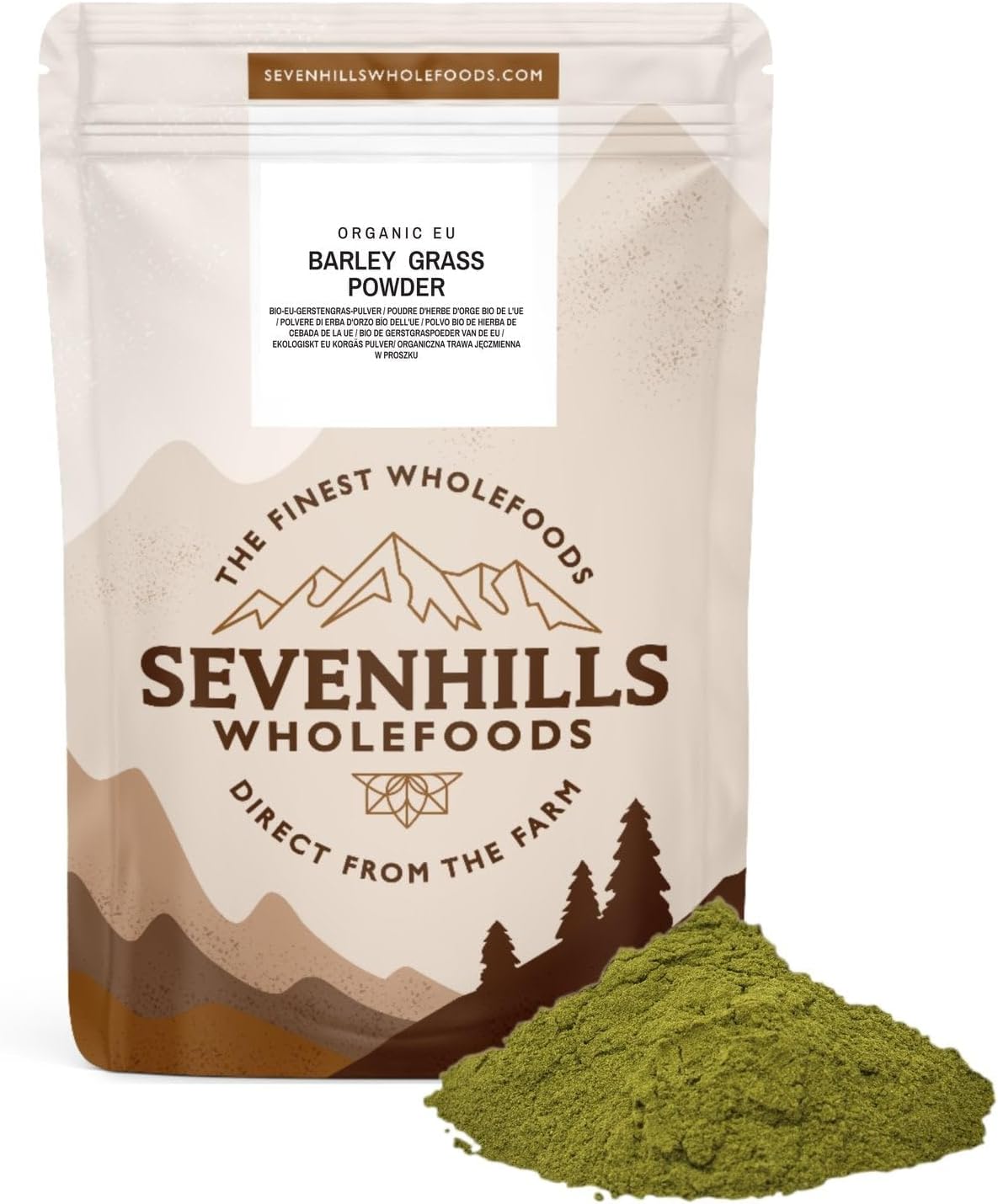 Sevenhills Wholefoods Organic European Barley Grass Powder 500G, European (Eu) | Cultivated In Europe | High In Vitamin C And Iron