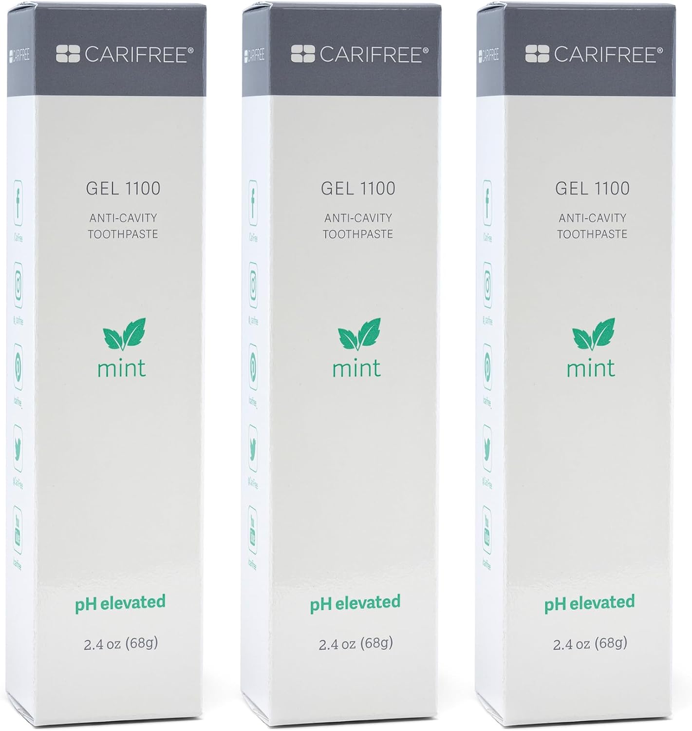 CariFree Gel 1100 (Mint): Anti-Cavity Fluoride Toothpaste, Cavity Prevention, Freshens Breath and Moistens Mouth, Dentist Recommended for Oral Care (3-Pack)