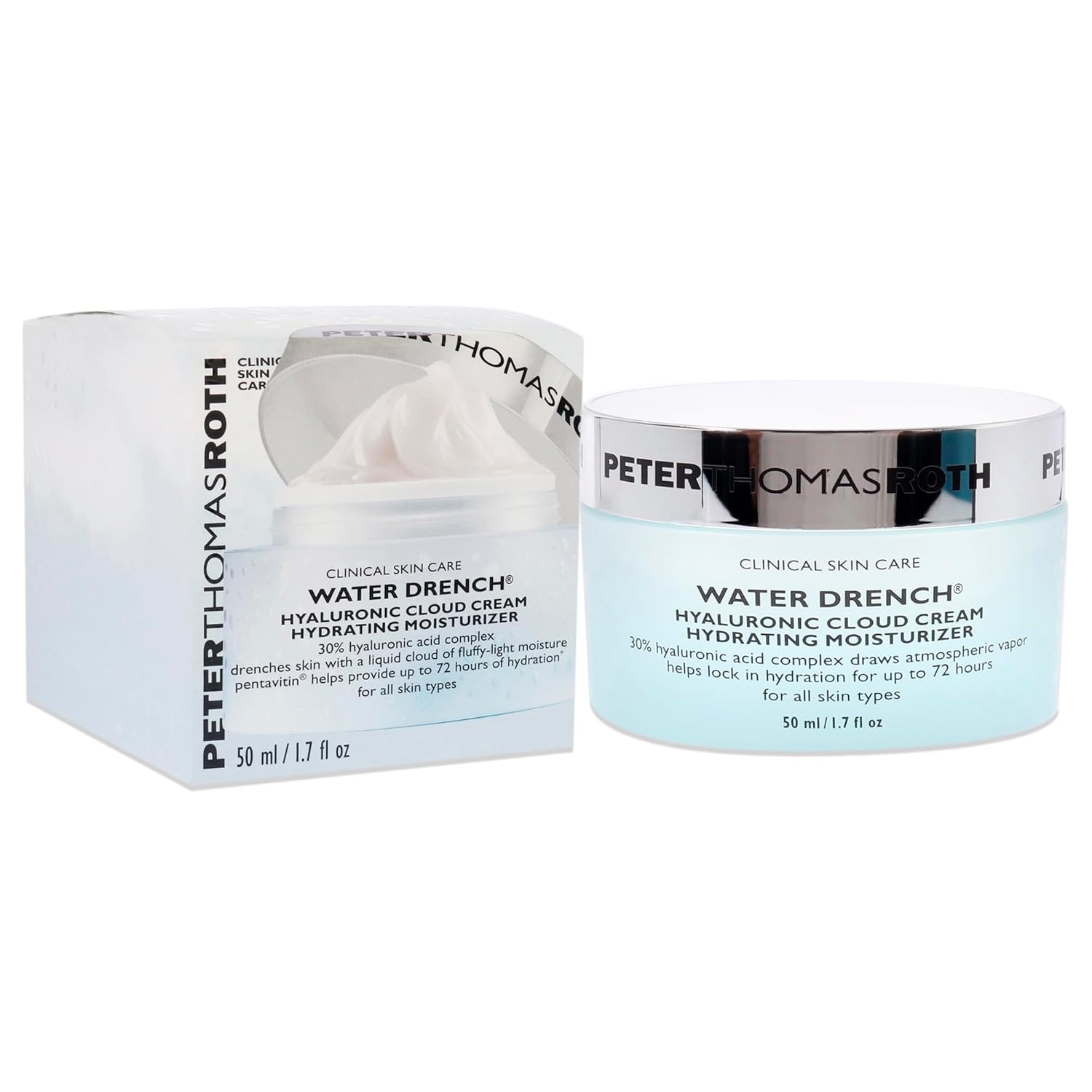 Peter Thomas Roth | Water Drench Hyaluronic Cloud Cream | Hydrating Moisturizer for Face, Up to 72 Hours of Hydration for More Youthful-Looking Skin, Fragnance Free, 1.69 Fl Oz : Peter Thomas Roth: Beauty & Personal Care