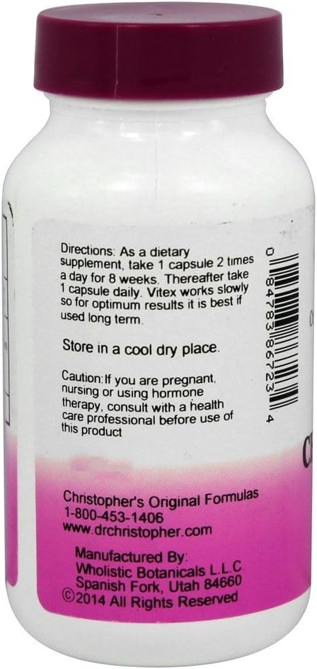 Dr. Christopher's Formula Chaste Tree Berries, 100 VCaps 525 Milligrams : Health & Household