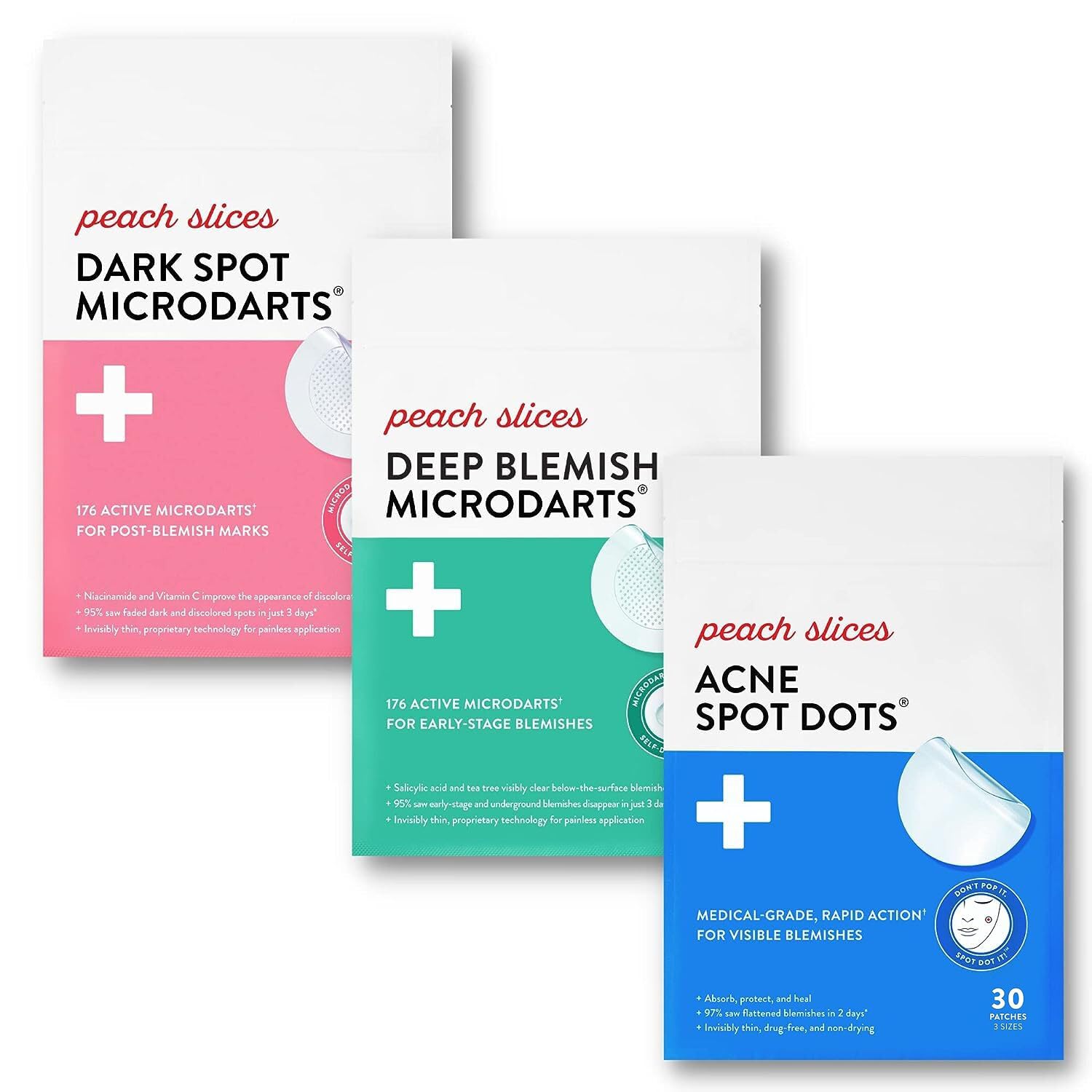 Peach Slices Acne Spot Dots, Deep Blemish And Dark Spot Microdarts Bundle | Vegan & Cruelty-Free Face And Acne Patches