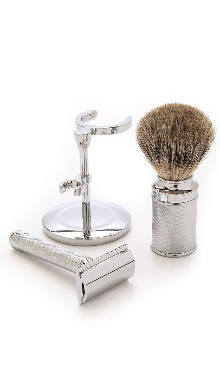 Baxter of California Safety Razor Set for Men | Includes Safety Razor and Shave Brush | Holiday Gift Set | Limited Edition : Beauty & Personal Care