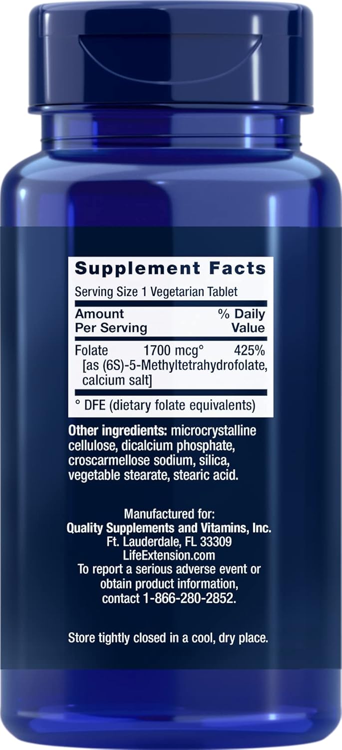 Life Extension Optimized Folate 1700 mcg DFE, 100 vegetarian tablets (Pack of 3)