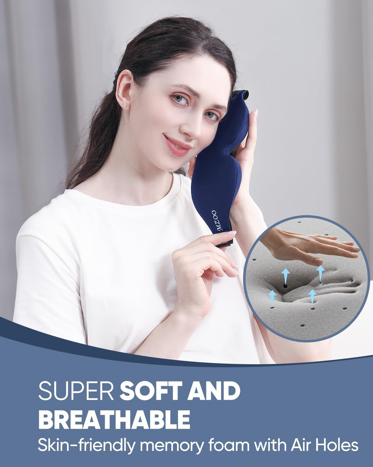 Buy Mzoo Sleep Eye Mask For Side Sleeper Men Women, Zero Eye Pressure 3D Sleeping Mask, Light Blocking Patented Design Night Blindfold, Soft Eye Shade Cover For Travel, Blue On  Free Shipping On Qualified Orders